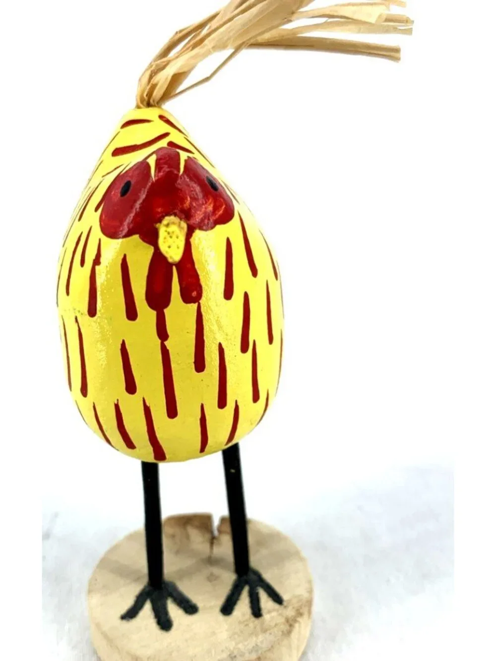 Edith John Navajo Folk Art Yellow Red Chicken Carved Wooden Hand Painted 3.5